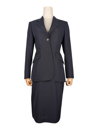 Blue Pin Striped Suit With Skirt