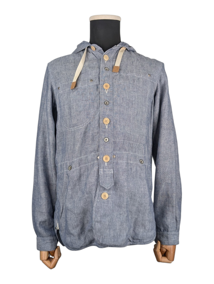 Junya Watanabe Blue Linen Functional Jacket With Hood