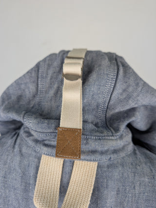 Blue Linen Functional Jacket With Hood