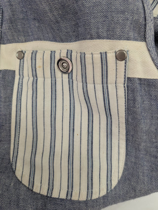 Blue Linen Functional Jacket With Hood