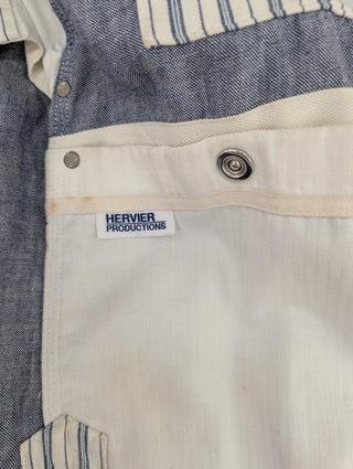 Blue Linen Functional Jacket With Hood