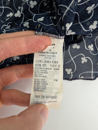 Blue Mesh Floral Clover Leaf See-Through Top