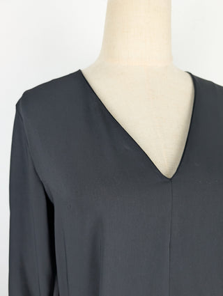 Black Long Sleeve Dress With Back Flap