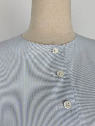 Blue Striped Shirt Top With Wide Sleeves