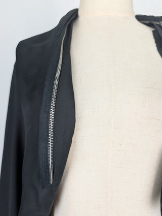Black Sheer Cape With Zipper Collar Detail