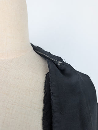 Black Sheer Cape With Zipper Collar Detail