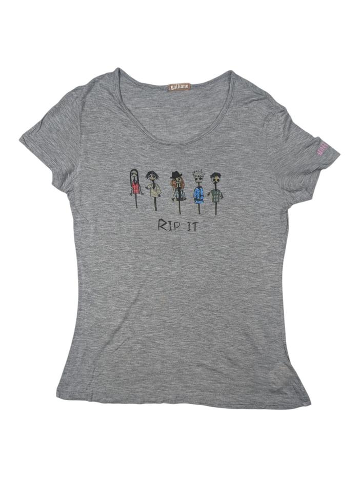 Grey Vintage Galliano Top With "Rip It" Print