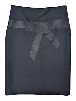 Navy Wool Skirt With Ribbon Detail