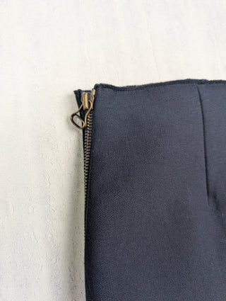 Navy Wool Skirt With Ribbon Detail
