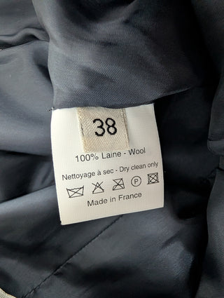 Navy Wool Skirt With Ribbon Detail