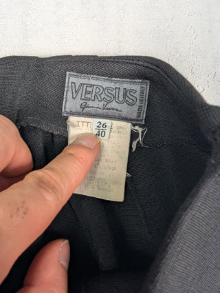 Black Wool Pants With Velvet Strip On The Side