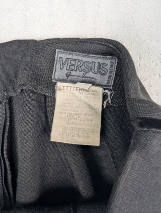Black Wool Pants With Velvet Strip On The Side