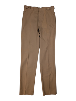 Brown Pants With Leather Tab On Waist