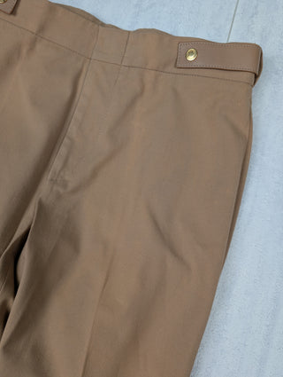 Brown Pants With Leather Tab On Waist