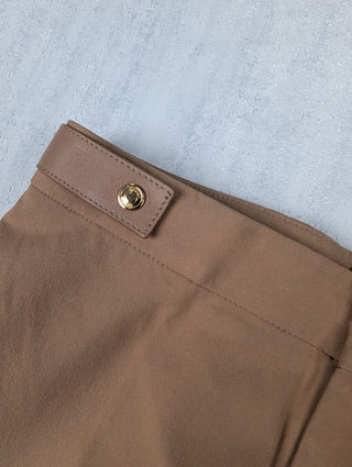 Brown Pants With Leather Tab On Waist