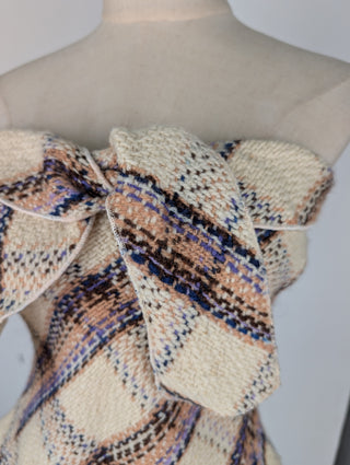 Multicolored Wool Knit Crop Top With Ribbon