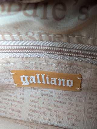 Rare Brown Galliano Shoulder Bag With Metal Accessories And Fur