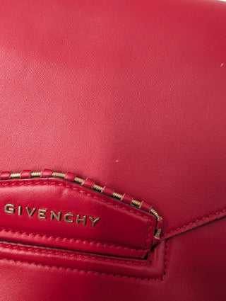 Red Leather Antigona Envelope Clutch