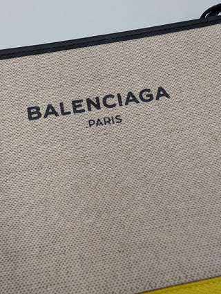 Light Beige And Yellow Canvas And Leather Pochette Bag