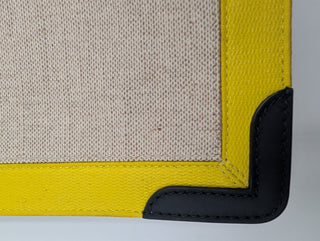 Light Beige And Yellow Canvas And Leather Pochette Bag