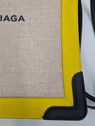 Light Beige And Yellow Canvas And Leather Pochette Bag