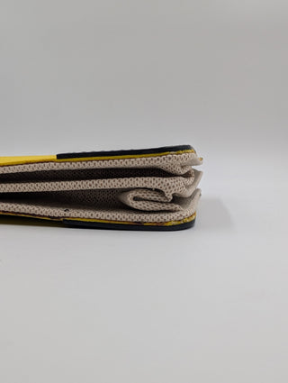 Light Beige And Yellow Canvas And Leather Pochette Bag