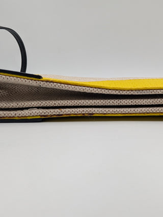 Light Beige And Yellow Canvas And Leather Pochette Bag