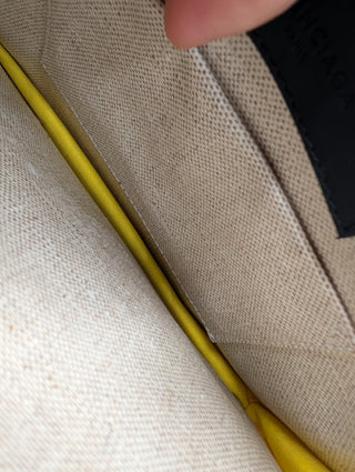Light Beige And Yellow Canvas And Leather Pochette Bag
