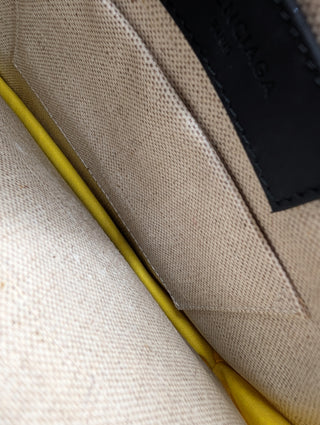 Light Beige And Yellow Canvas And Leather Pochette Bag
