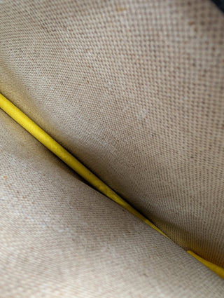 Light Beige And Yellow Canvas And Leather Pochette Bag