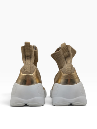 Dior F Two Point Zero Gold Leather And Lurex Fabric Slip On Sock Sneakers
