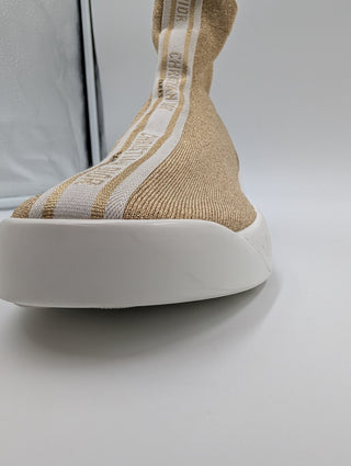 Dior F Two Point Zero Gold Leather And Lurex Fabric Slip On Sock Sneakers