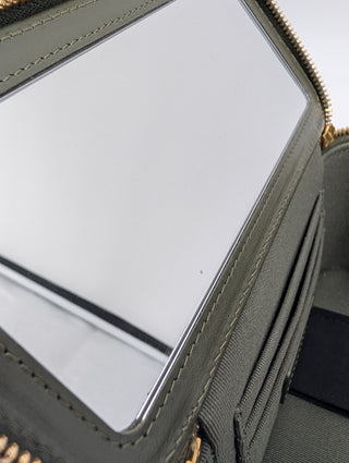 Olive Green Quilted Lambskin Cargo Vanity Case With Chain