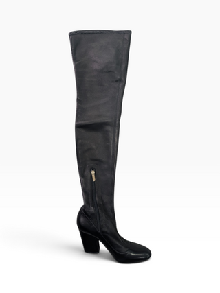 Black Over-The-Knee Soft Leather Boots