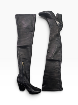 Black Over-The-Knee Soft Leather Boots