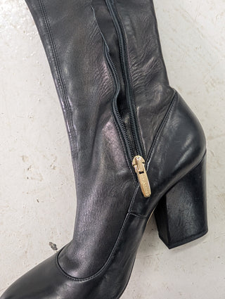 Black Over-The-Knee Soft Leather Boots