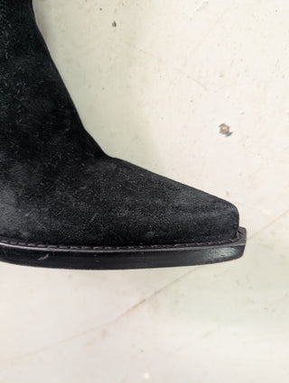 Black Suede Over-The-Knee Leather Boots