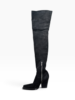 Black Suede Over-The-Knee Leather Boots