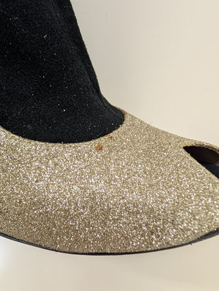 Line 22 Gold Glitter Ankle Strap Boots