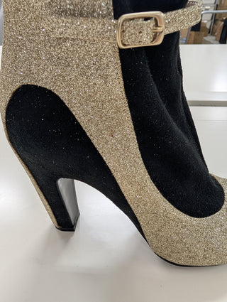 Line 22 Gold Glitter Ankle Strap Boots