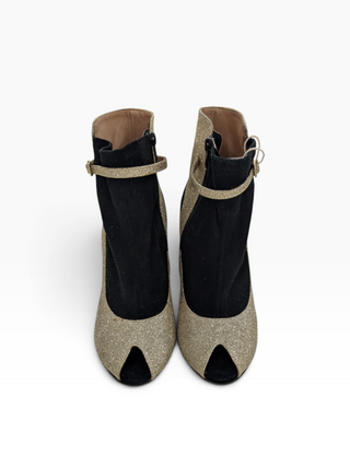 Line 22 Gold Glitter Ankle Strap Boots