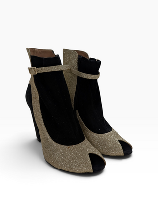 Line 22 Gold Glitter Ankle Strap Boots
