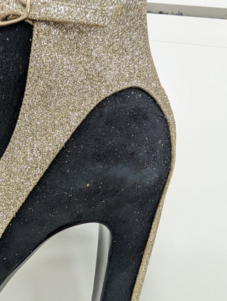 Line 22 Gold Glitter Ankle Strap Boots