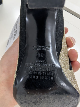 Line 22 Gold Glitter Ankle Strap Boots