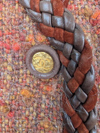 Chanel Vintage Brown Wool Tweed Jacket With Leather Trims, view 4