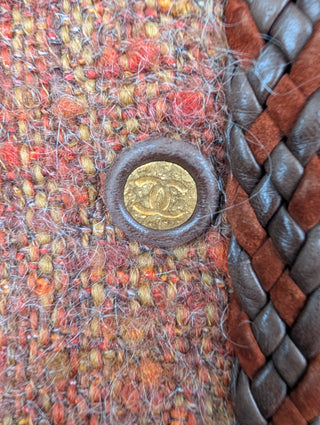 Chanel Vintage Brown Wool Tweed Jacket With Leather Trims, view 5