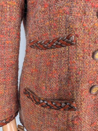 Chanel Vintage Brown Wool Tweed Jacket With Leather Trims, view 8