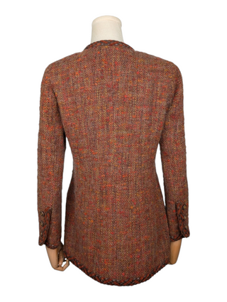 Chanel Vintage Brown Wool Tweed Jacket With Leather Trims, view 2