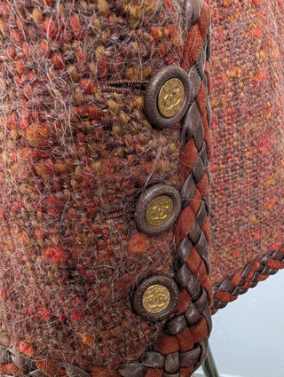 Chanel Vintage Brown Wool Tweed Jacket With Leather Trims, view 9