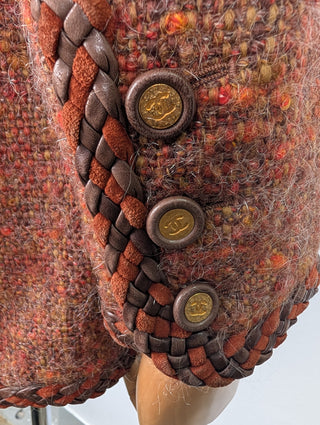 Chanel Vintage Brown Wool Tweed Jacket With Leather Trims, view 10